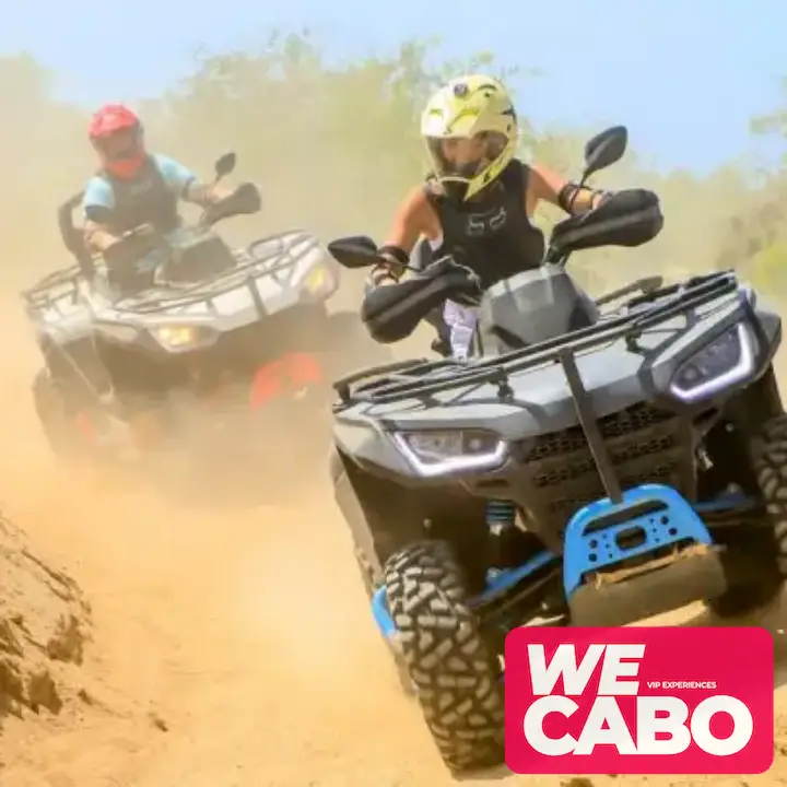 Image of an ATV tour riding through desert trails in Baja California with WECABO.