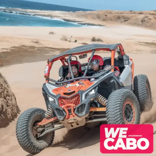 Image of a Maverick RC/RS Turbo ATV navigating the Baja California desert in an extreme adventure, courtesy of WECABO.